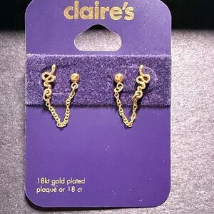 (NWT) Claire's 18kt Gold Plated Snake Chain Earrings